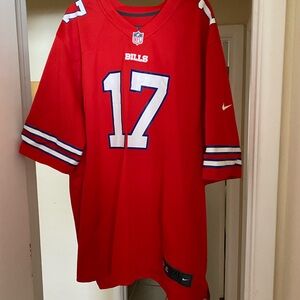 Nike Red and White Bills Jersey